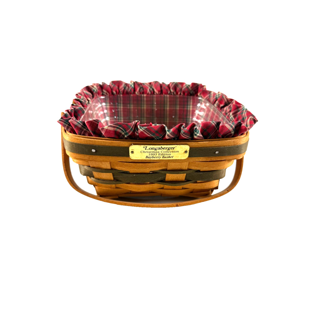 1993 Longaberger Bayberry Basket Green Trim w/Liner Vintage Christmas Collection